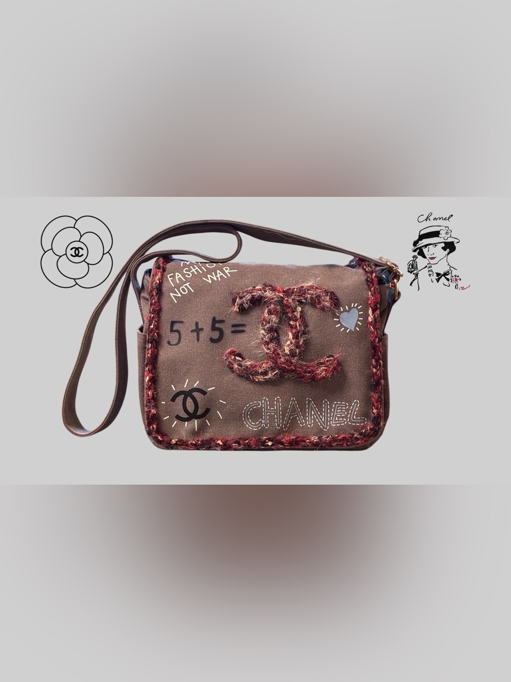 Double C Canvas Graffiti Crossbody Logo Bag